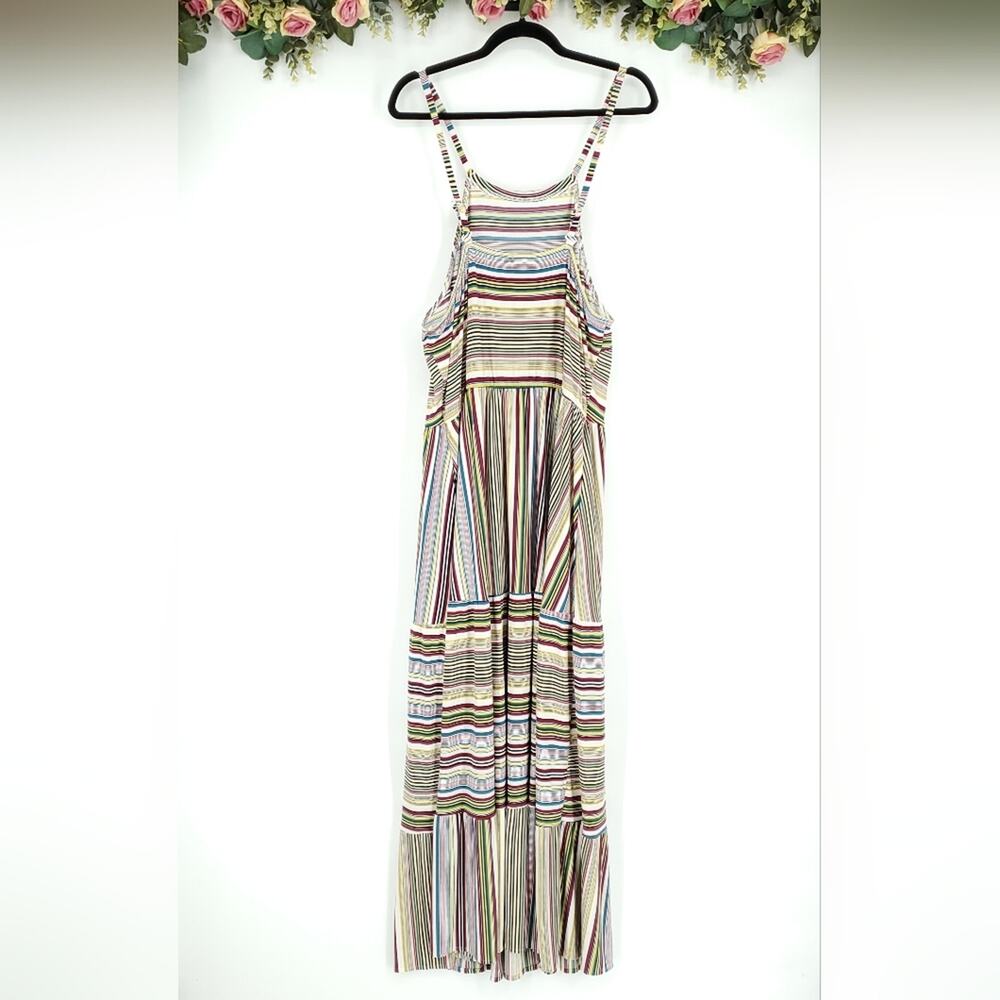 Lane Bryant High Neck Convertible Strap Striped Maxi Dress 18/20 - Picture 2 of 11